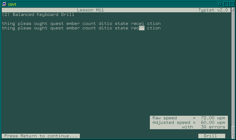 Typist lesson screenshot